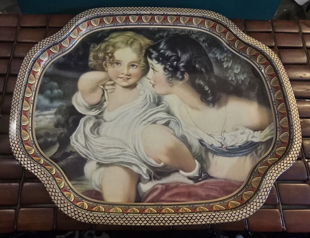 Vintage Metal Tray "The Calamity Children" By Sir Thomas Lawrence 16.25"x13.25"